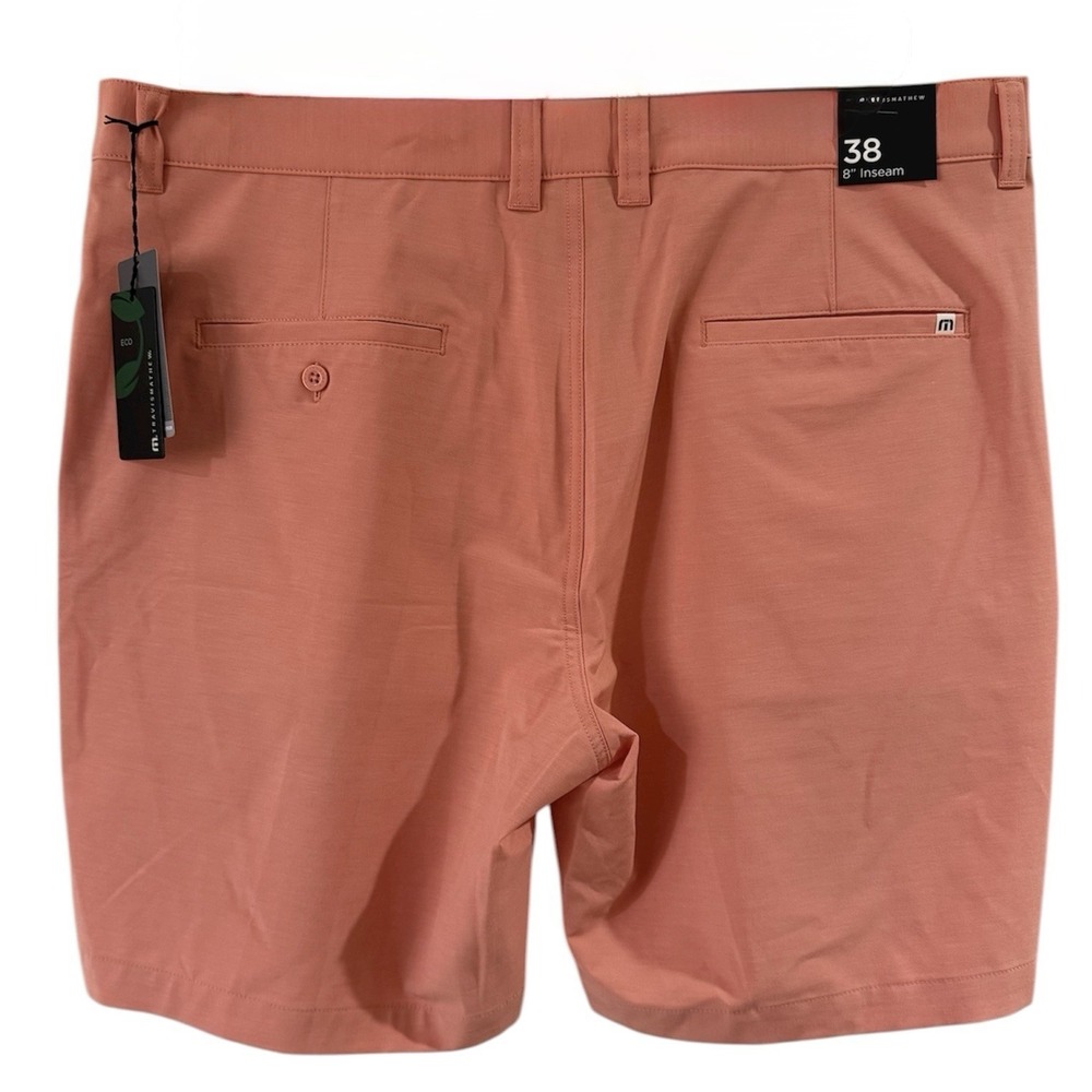 Travis Mathew Tech Chino Shorts Mens 38 Pink Terra Cota Performance Golf New - Picture 2 of 7